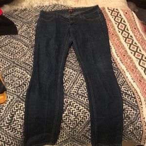 Blue denim skinny jeans